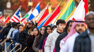 Students at the Parade of Flags